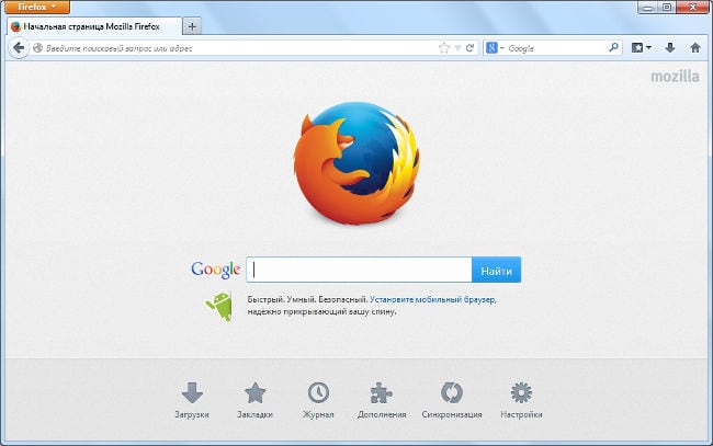 Firefox-selaimen aloitusnäyttö
