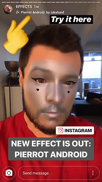 Kuinka lisätä uusia naamioita instagramiin - pierrot