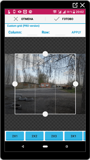 Leikkaa kuva GridMaker Instagram -sovellukselle