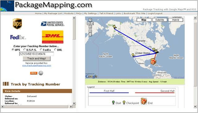 Packagemapping.com-palvelun avulla voit näyttää paketin sijainnin ja polun kartalla.