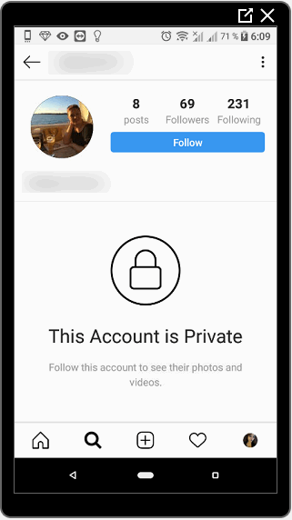Yksityinen tili Instagram