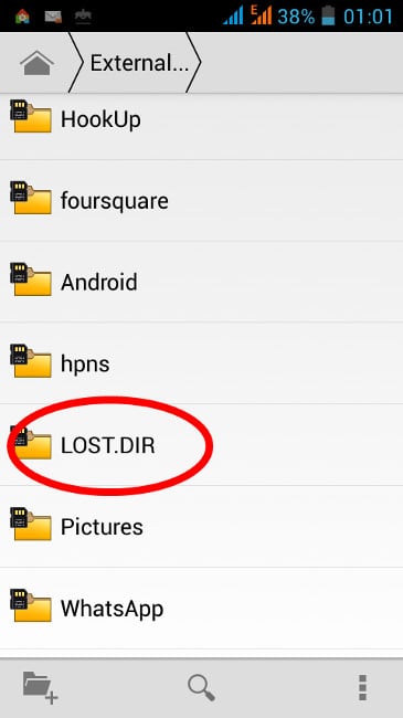 Android Lost.Dir -kansio
