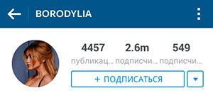 Ksenia Borodinan profiili Instagram