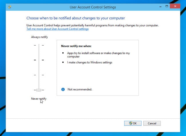 Muuta UAC-tasoa Windows 10: ssä